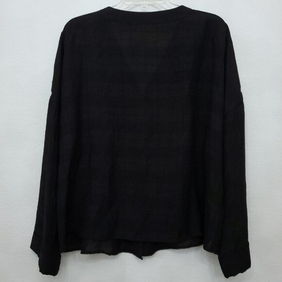 Anthropologie Sancia V-Neck Women's Button Breezy Check Shirt Size Large - Picture 6 of 13